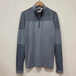 Nike Dry Fit Heather Gray Half Zip Long Sleeve Running Top Thumbholes Sz Large